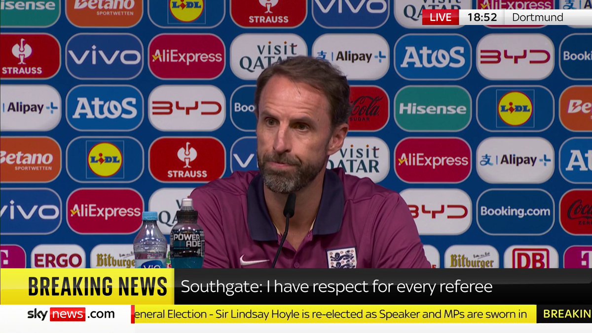 England manager Gareth Southgate is asked about #Euro2024 semi-final referee Felix Zwayer and his history with Jude Bellingham. 'I'm not concerned about who the referee is, he will be at a very high standard', Southgate responds. Read more➡️ 📺Sky 501