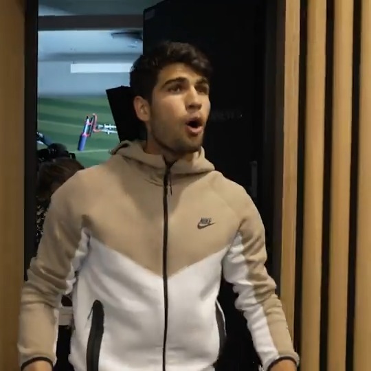 When you come out of press and see Spain are winning... Carlos Alcaraz | #Wimbledon | #Euro2024