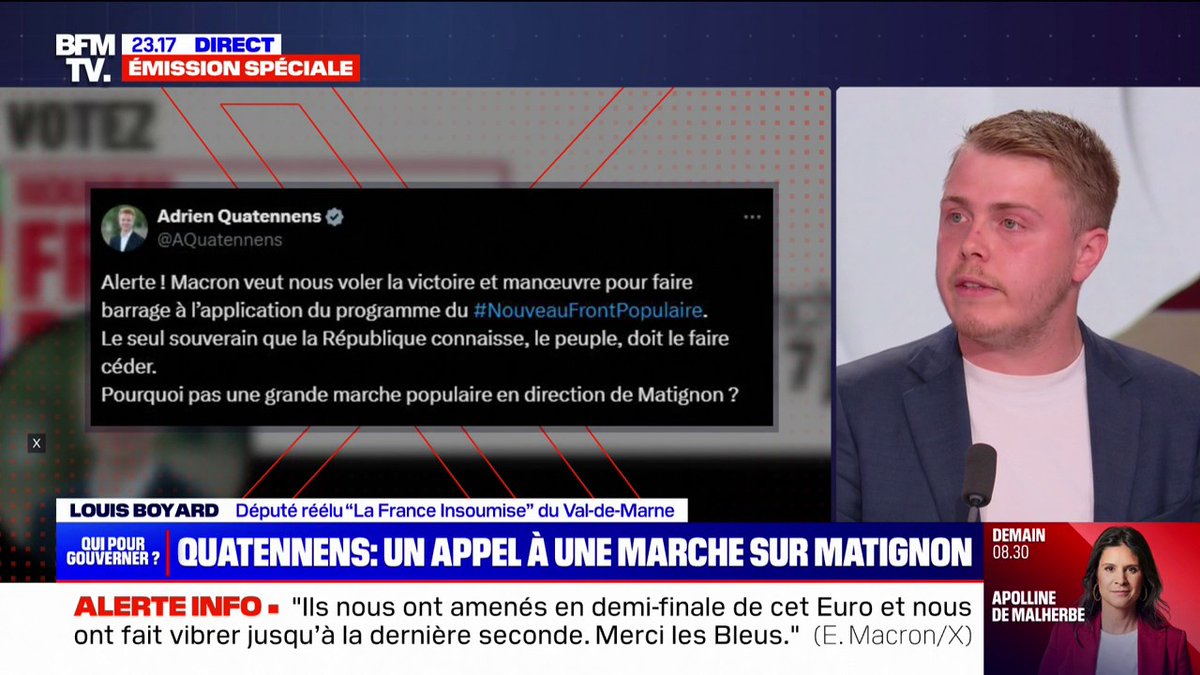 "On a le droit de manifester dans ce pays": Louis Boyard (Louis Boyard) affirme qu'il participera à une marche vers Matignon si elle a lieu