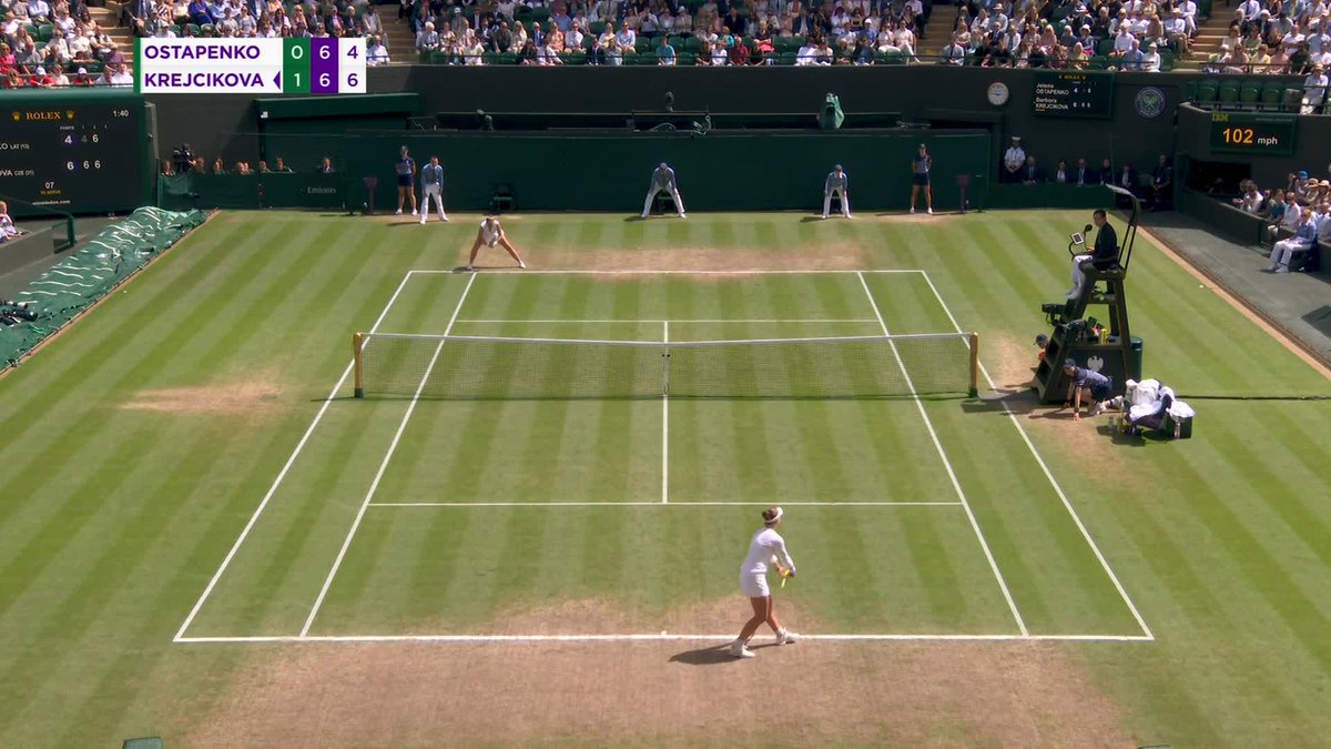 Look at what it means to Barbora Krejcikova and her team ❤️ A first semi-final for Barbora at #Wimbledon as she defeats Jelena Ostapenko 6-4, 7-6(4)!