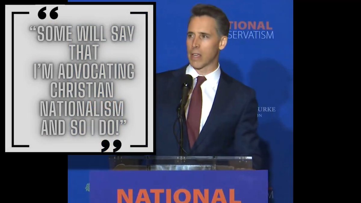 As a Jewish American this angers me beyond belief: Republican Josh Hawley likely doesn’t want the mainstream voter to see this: Hawley this week: “Some will say that I’m advocating Christian Nationalism and so I do!” No you ignorant Christian Nationalists, the foundation of American democracy was rooted in Enlightenment ideals, which emphasized reason, individual rights, and the separation of church and state. Thomas Jefferson and Benjamin Franklin were Deists, they weren’t Christian at all. To all the “First Amendment Warriors” who think that the First Amendment forces social media to allow all speech, which it doesn’t, are actually ignoring the First Amendment which states that the Constitution guarantees religious freedom and prohibits the establishment of a state religion, ensuring a separation of church and state. This was a deliberate move to prevent religious conflict and ensure freedom of belief for all citizens.