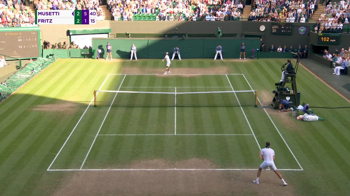 A Musetti masterpiece 🎨 Lorenzo Musetti defeats Taylor Fritz 3-6, 7-6(5), 6-2, 3-6, 6-1 in a stunning performance to set up a semi-final meeting with Novak Djokovic 👀 #Wimbledon