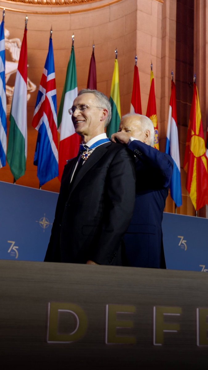 Last night, it was my honor to award Secretary General Stoltenberg the highest civilian honor that the United States can bestow: the Presidential Medal of Freedom. The world is a more secure and free place because of his work to make NATO stronger than ever.
