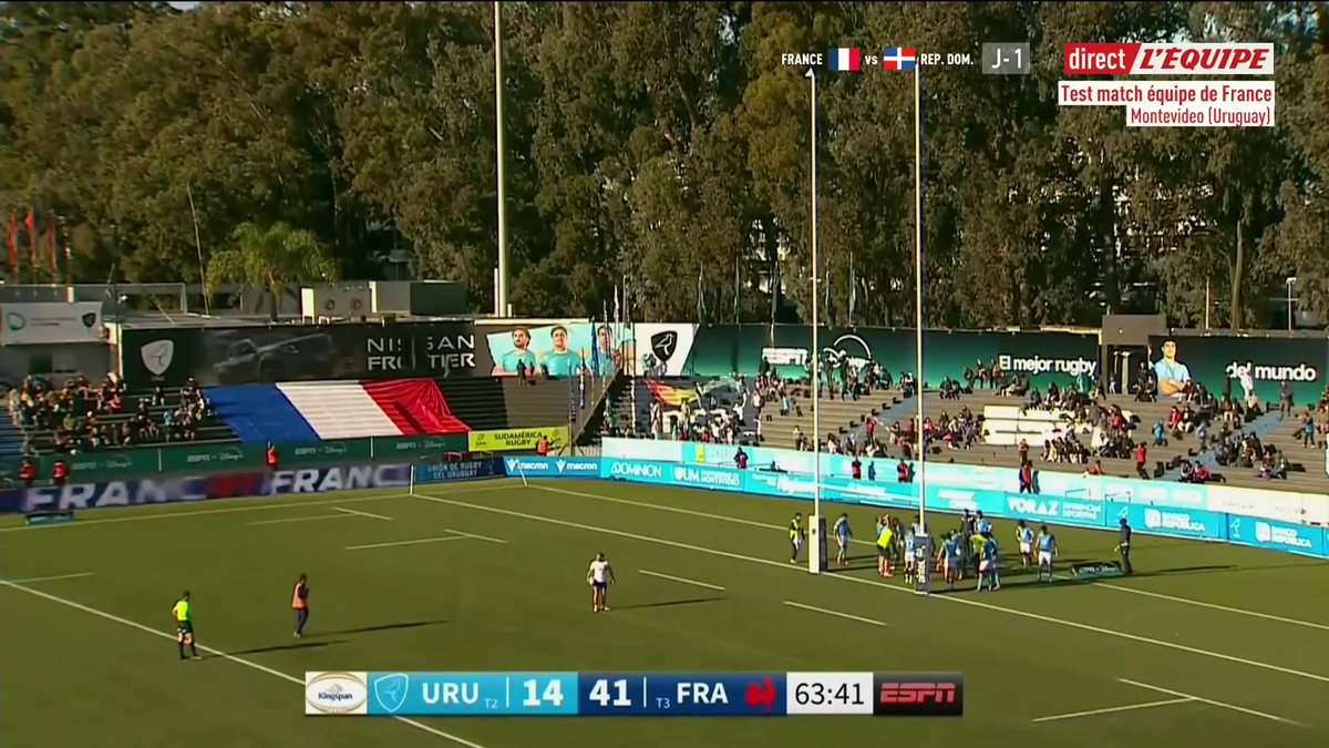 Posolo Tuilagi inscrit un essai de 50 mètres face à l'Uruguay, le deuxième pour lui ce soir #lequipeRUGBY #URUFRA