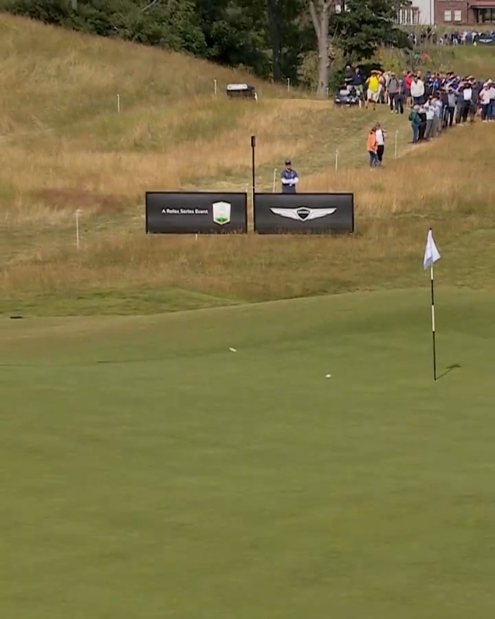 What are the odds?! Ludvig Åberg's approach lands directly on top of another 😳