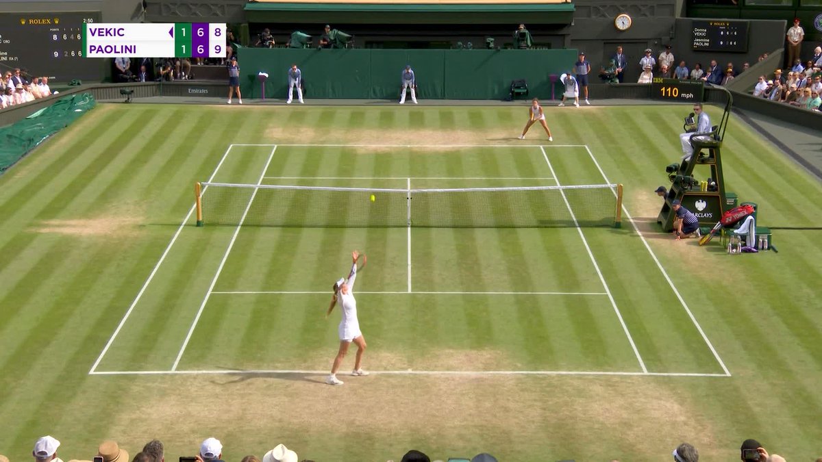 Joy for Jasmine ✨ Jasmine Paolini wins an absolute classic on Centre Court, defeating Donna Vekic 2-6, 6-4, 7-6(8) to reach the #Wimbledon final
