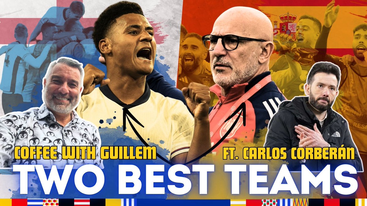 England 🆚 Spain in the #EURO2024 Final, the two best sides in the competition. I share my thoughts on that, and I catch up with #WBA manager Carlos Corberán to ask him how to put together a squad like de la Fuente has done with Spain. All that in today's #CoffeeWithGuillem. ☕️⚽️