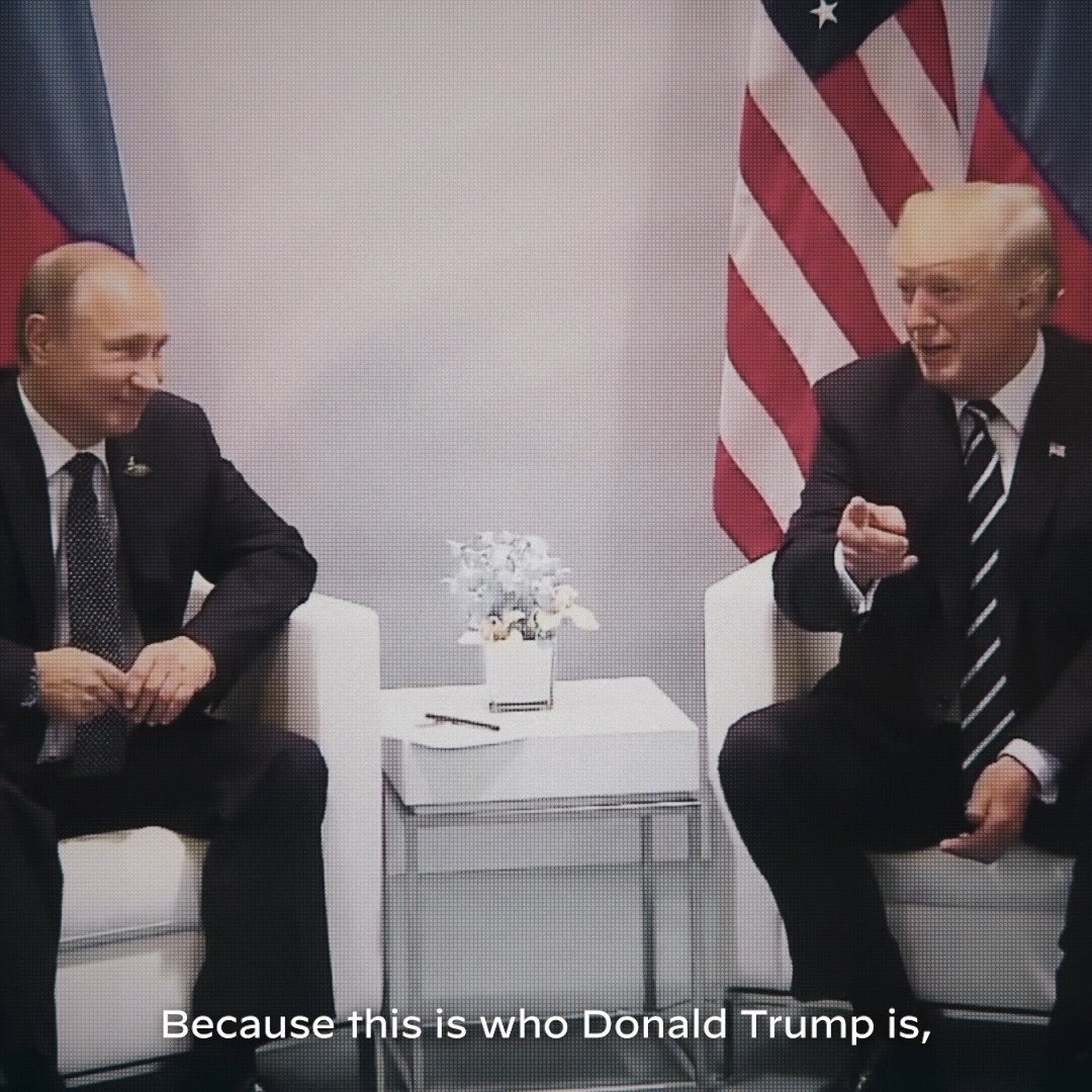 Donald Trump is Putin’s lap dog. I will never bow down to dictators. Watch our new ad.