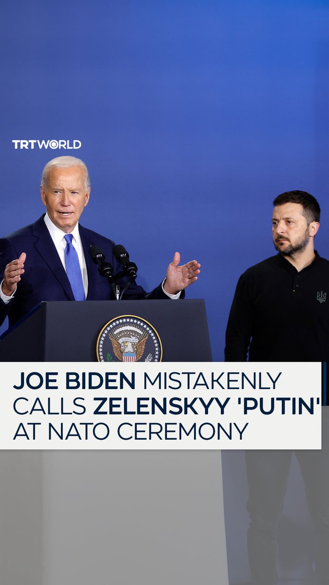 US President Joe Biden, under intense scrutiny over his fitness to serve, accidentally introduces Ukrainian President Volodymyr Zelenskyy as ‘Putin’ at a NATO ceremony, before correcting himself