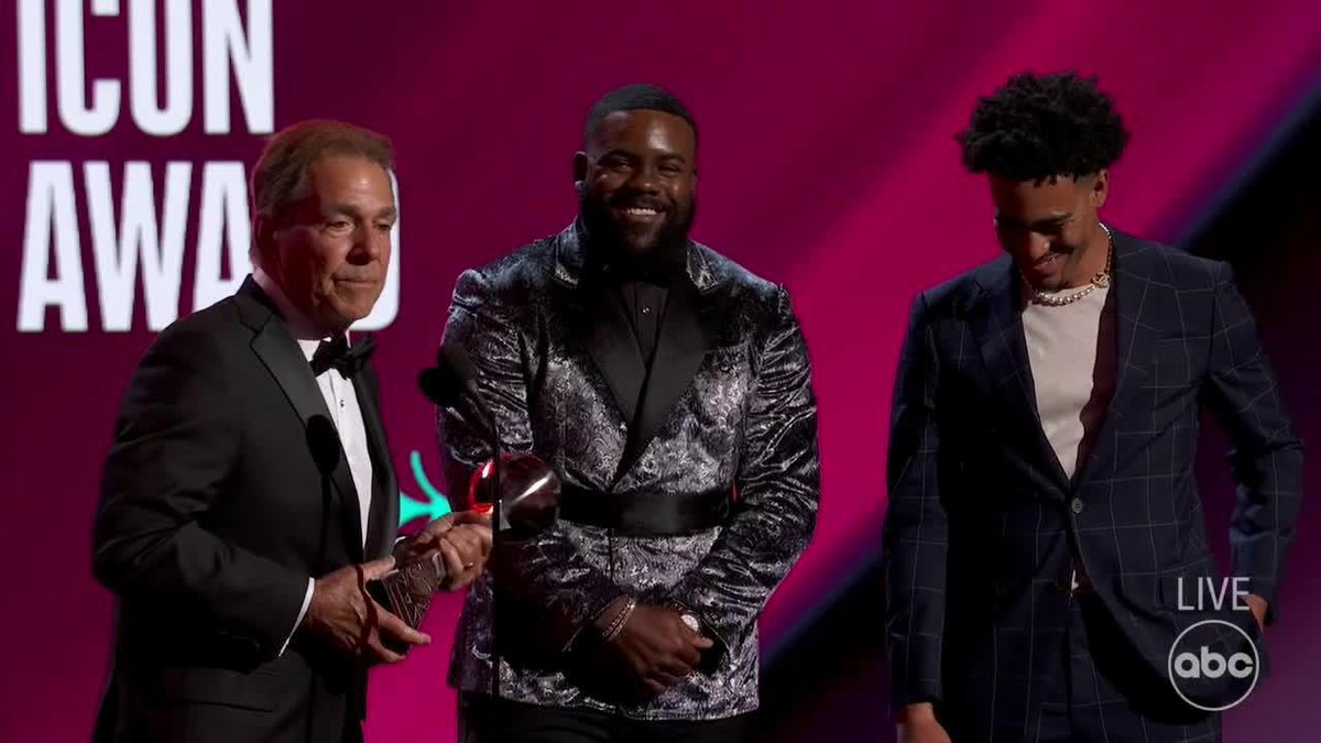 Nick Saban after winning the Icon Award at the ESPYs: “We’ve got enough [former players] here that we could actually have practice after this.”