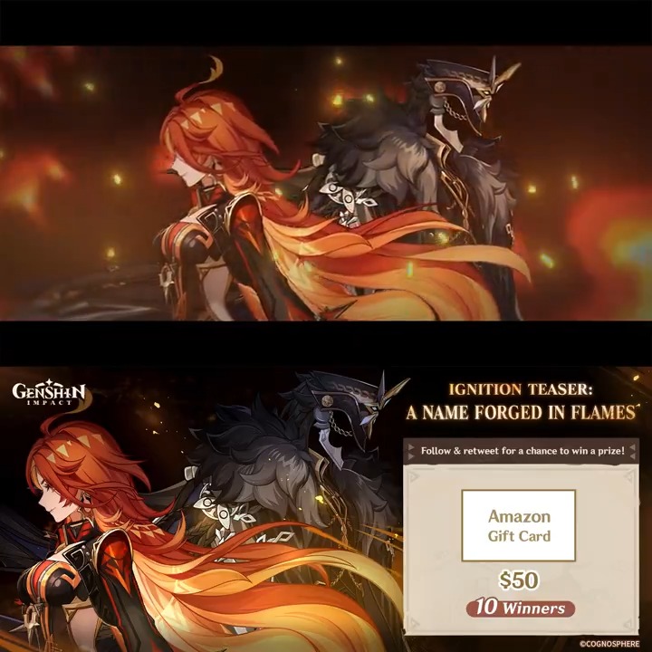 Ignition Teaser: A Name Forged in Flames | #GenshinImpact #GenshinNatlan #Natlan #Mualani #Kachina #Kinich #Ajaw #Citlali #Xilonen #Iansan #Chasca #Mavuika #Ororon O god of fire, infernos, and war, Your fate forged amidst strife, Your path paved in glory and names renowned, Your radiance resembles the setting sun's might. Under the assembled stars' flames we gather, To bear witness to the triumphs and defeats of this tournament. YouTube >>> Download Genshin Impact Now >>> Follow the official Genshin Impact account and retweet this post for a chance to win prizes! DDL: 07/19/2024 23:59 (UTC+8) Event Rules >>>