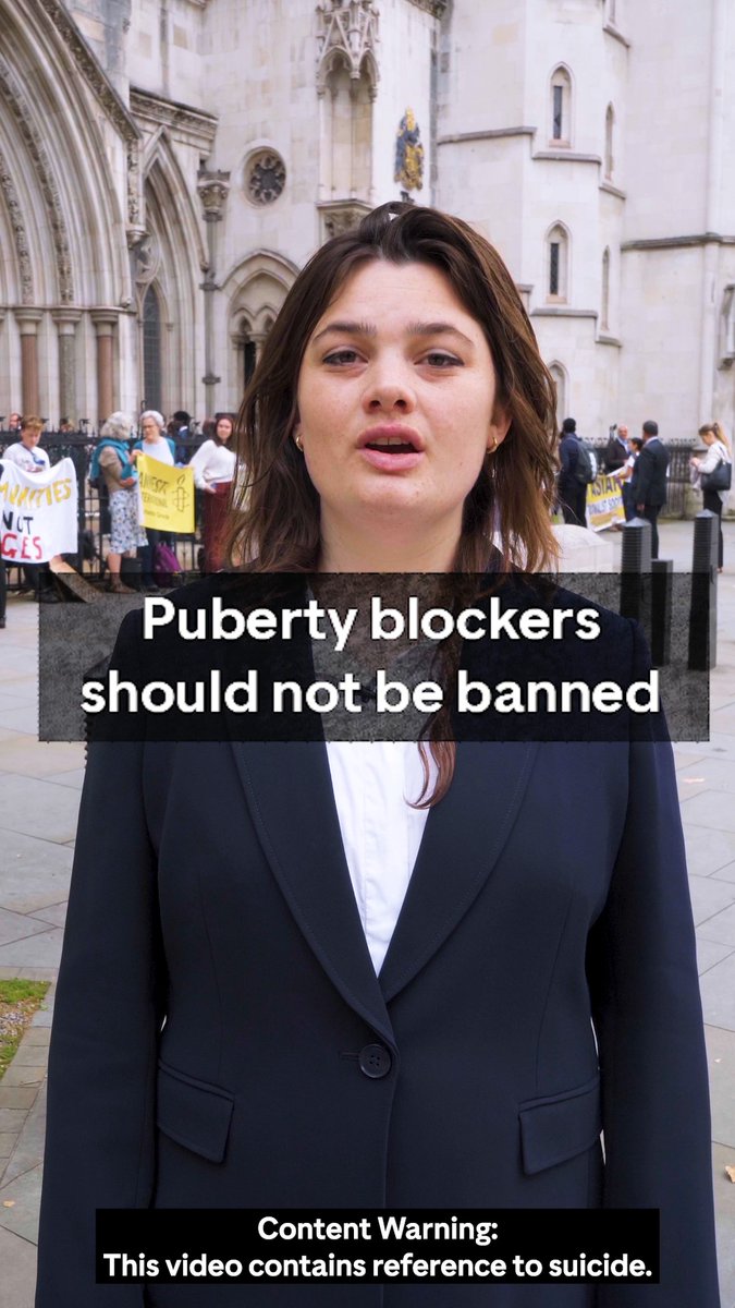 One of the last things the Tories did before being booted out of power was to put young trans people’s lives at risk. We’re in court today for a hearing to stop the ban on puberty blockers. CW: suicide