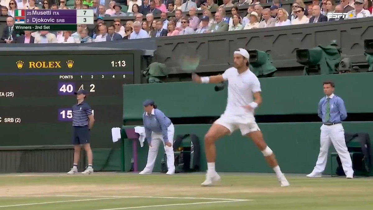 Even Novak Djokovic had to applaud Lorenzo Musetti for this play 😲 #Wimbledon