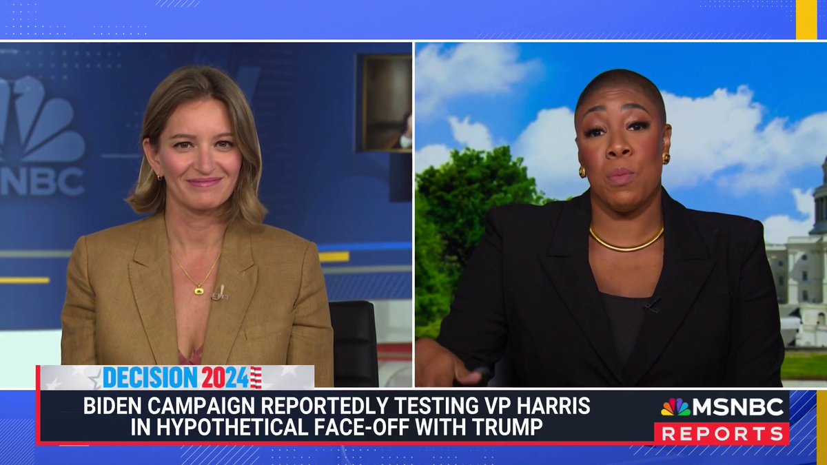 WATCH: Symone D. Sanders Townsend, co-host of @TheWeekendMSNBC and former advisor to Vice President Kamala Harris, shares her take on speculation around Harris's potential to replace President Joe Biden on the presidential ticket.