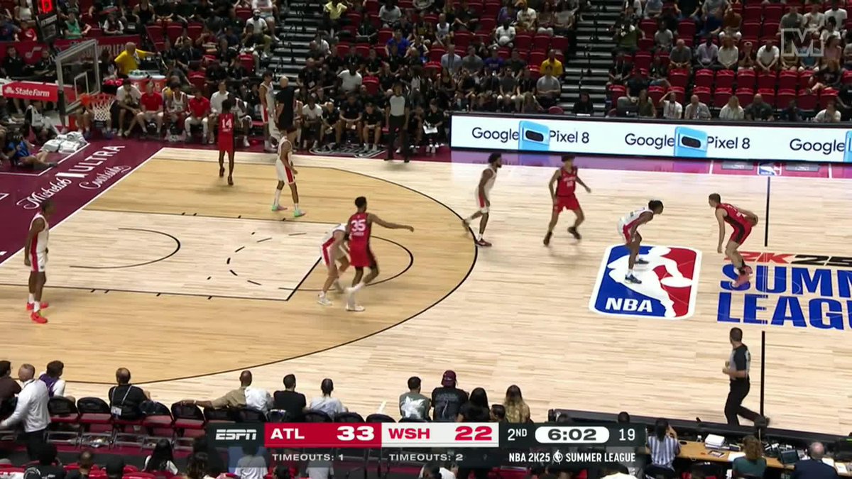 Alex Sarr blocked three straight shots. Three.