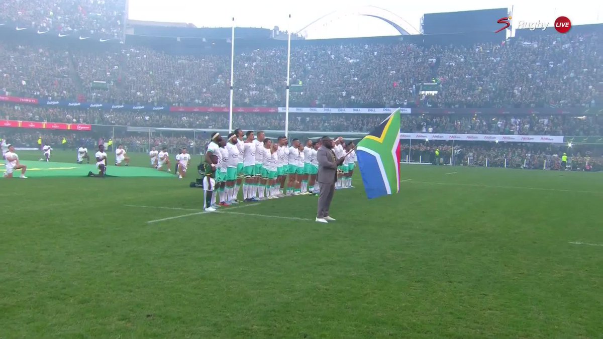 𝗚𝗢𝗢𝗦𝗘𝗕𝗨𝗠𝗣𝗦 🇿🇦😍 Listen to this rendition of Nkosi Sikelel' iAfrika from the Hollywoodbets Kings Park Stadium! 🗣️🇿🇦 📺 Stream #RSAvIRE