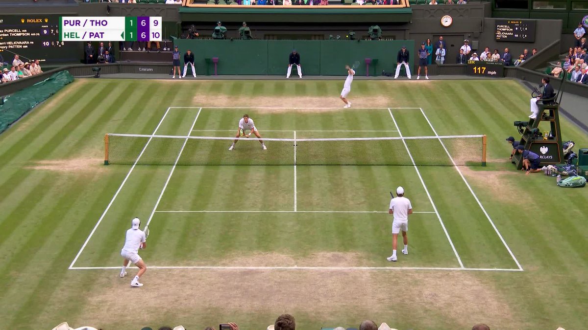 This is immediately up there as one of the best post-match winning celebrations. You can just see the enormity of the moment overwhelm them with every step they take. Henry Patten and Harri Heliovaara win the men's doubles title at Wimbledon. 🥹