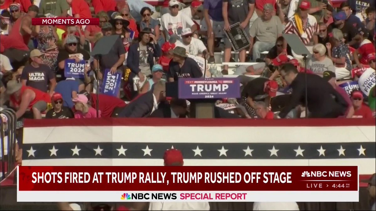 JUST IN: A Secret Service spokesperson says former President Donald Trump is "safe" after being escorted off the stage at his rally after apparent gunshots were heard.