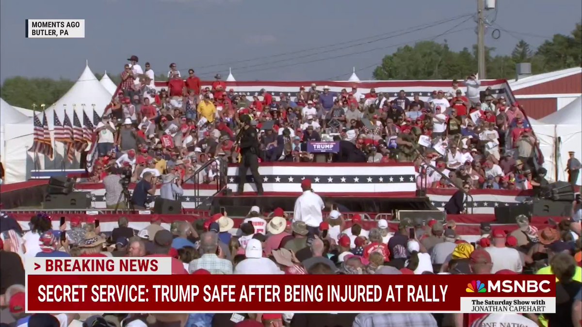 Secret Service statement: "The Secret Service has implemented protective measures and the former President is safe. This is now an active Secret Service investigation and further information will be released when available."