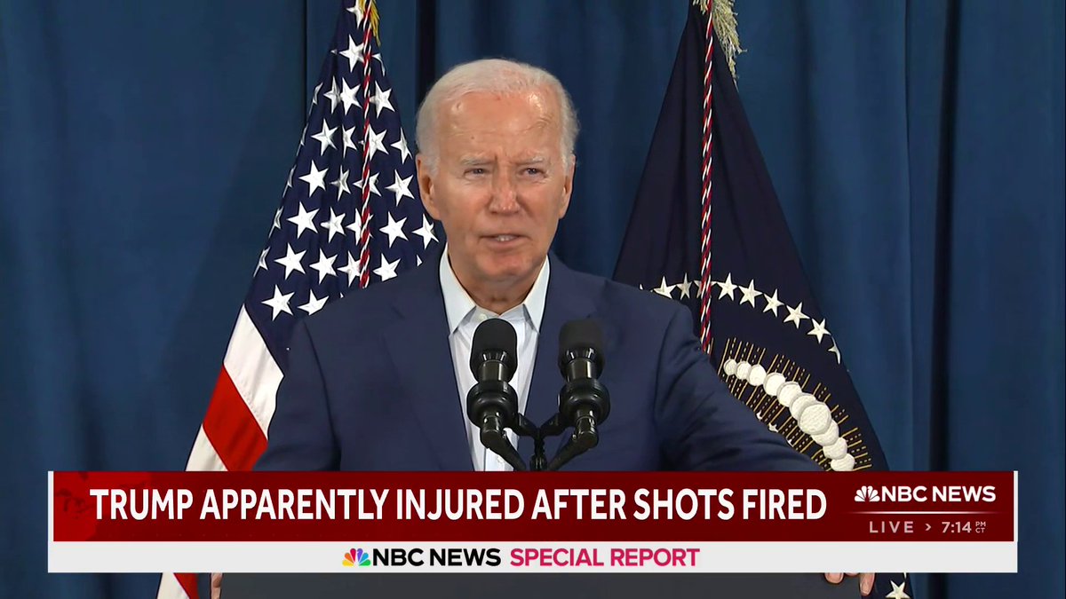 BREAKING: President Biden says he's reached out to former President Trump after shots were fired at a Pennsylvania rally and condemned political violence. "There's no place in America for this kind of violence. It's sick."