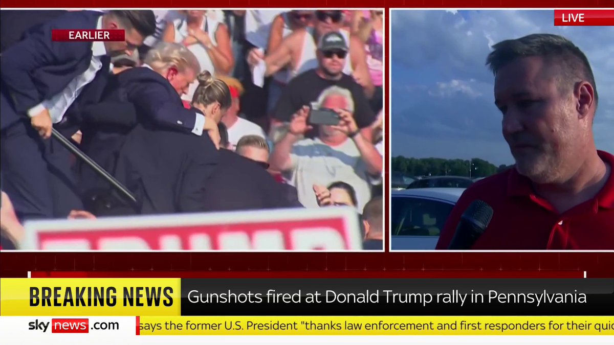 'I knew it was gunshots right away' Speaking to NBC, a witness has described the moment gunshots rang out at the Donald Trump rally in Pennsylvania Latest: 📺 Sky 501, Virgin 602, Freeview 233 and YouTube