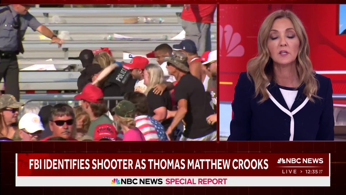 BREAKING: The FBI has identified the shooter as Thomas Matthew Crooks, 20, of Bethel Park, Pennsylvania