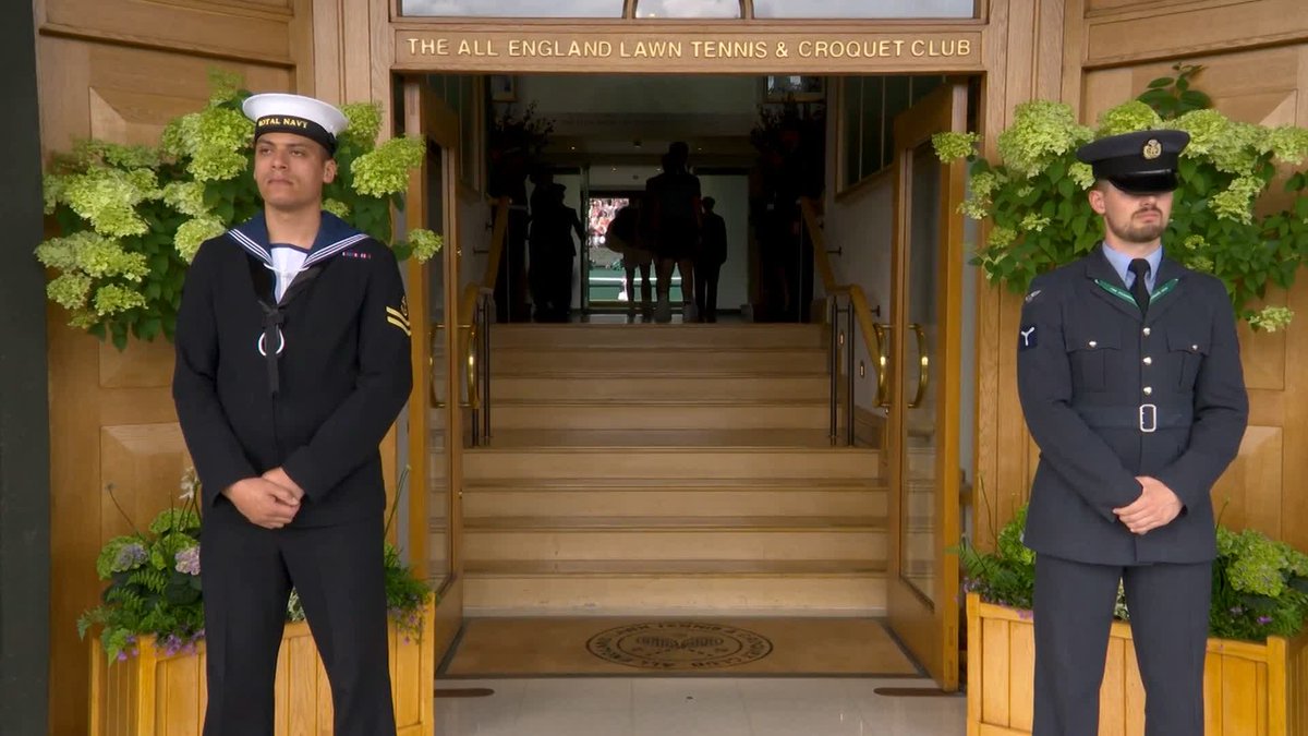 Here. They. Come. Novak Djokovic and Carlos Alcaraz enter Centre Court for the 2024 gentlemen's singles final 🤩 #Wimbledon