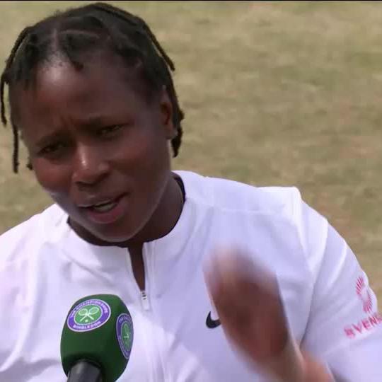 A moment to remember for Kgothatso Montjane who has won the Ladies wheelchair doubles title at #Wimbledon alongside Yui Kamiji 🏆