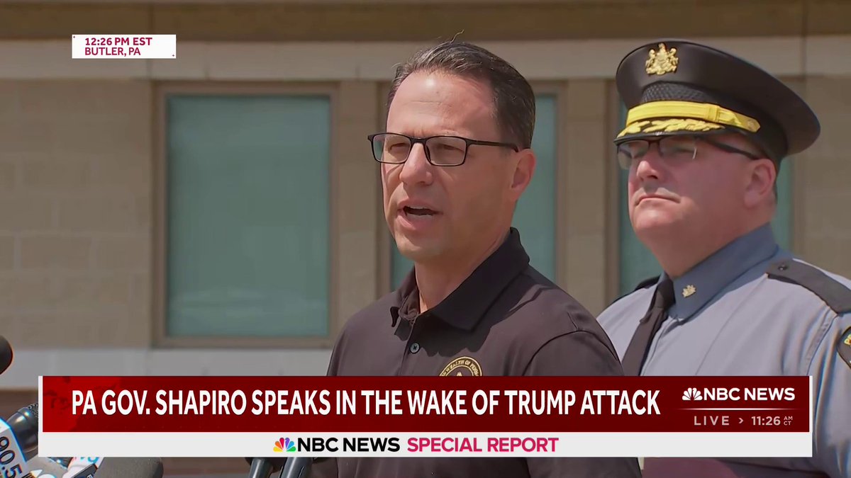 An emotional Josh Shapiro confirms that former fire chief Corey Comperatore was killed by the man who attempted to assassinate Trump. Comperatore shielded his family from bullets at the Trump rally. Tremendous leadership from Shapiro here.