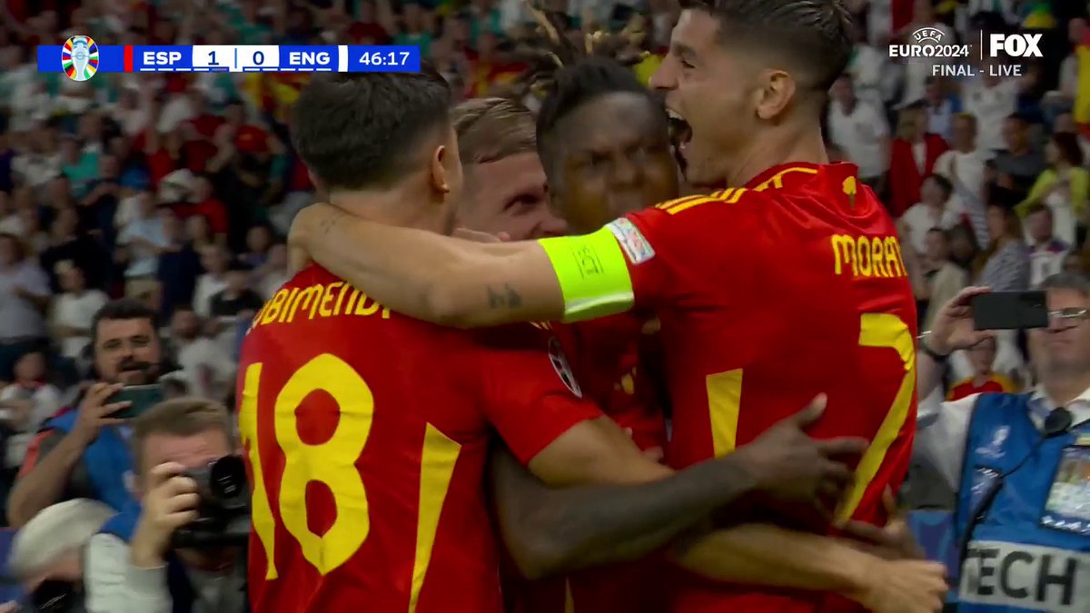 SPAIN STRIKES FIRST IN THE EURO 2024 FINAL 🇪🇸 Nico Williams finds the back of the net to start the first half 🔥