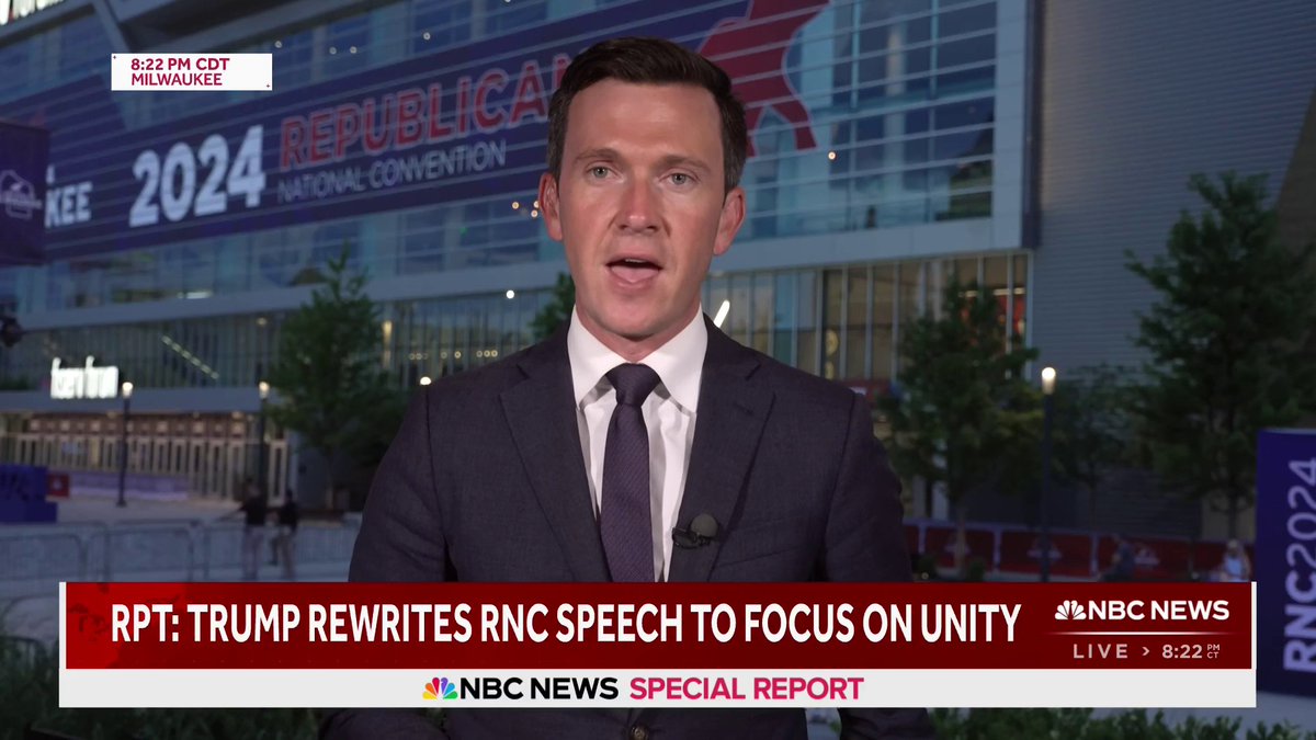 In what appears to be his first interview since yesterday's shooting, Trump told the Washington Examiner he is rewriting his speech for the Republican National Convention. "The speech will be a lot different, a lot different than it would’ve been two days ago," he said.