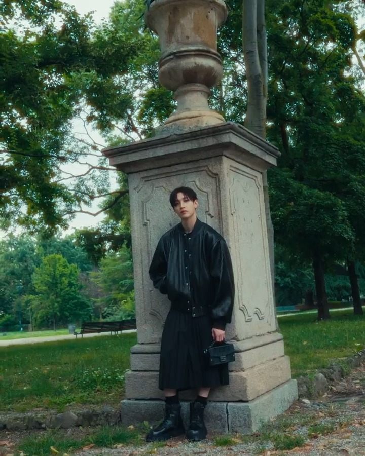Bang Chan embodied the essence of #FendiFW24 for a photoshoot in Milan. #BangChan Stray Kids