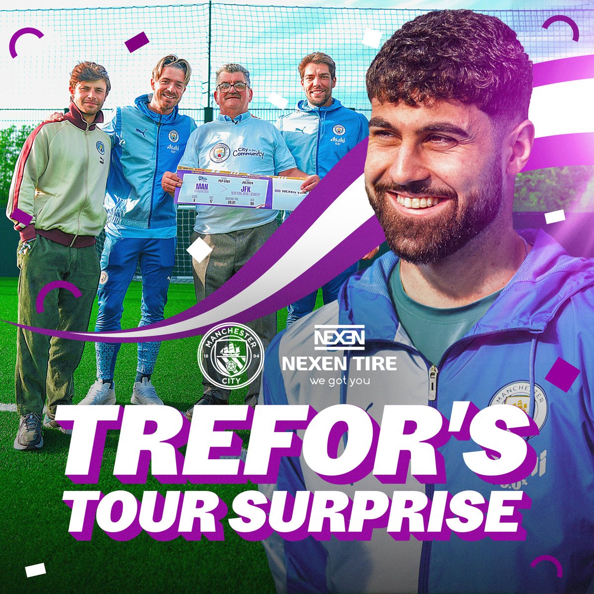 "I'm gonna cry." 🥺 Jack Grealish, Joško Gvardiol and Stefan Ortega Moreno surprised City fan Trefor with a trip to New York for our US Tour 🇺🇸🩵 🤝 NEXEN TIRE