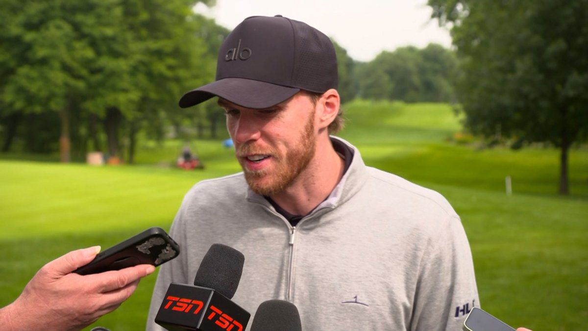"Just important to be here & support his initiatives." McDavid speaks from the Zach Hyman Celebrity Classic golf tournament in Toronto. Enterprise | #LetsGoOilers
