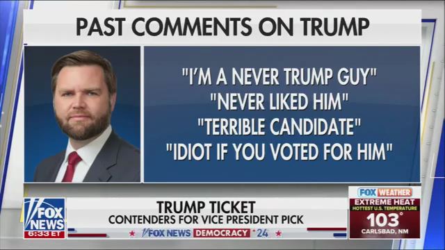 JD Vance, who called Trump “America’s Hitler” and a “cynical asshole,” and said that any American would have to be an “idiot” to vote for him, has been selected as Trump’s running mate.