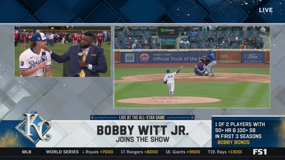 "Kid I gotta say – you are so much fun to watch. I have two youngsters at my house that sit me down to watch you play." David Ortiz shows his respect for Bobby Witt Jr 🤝