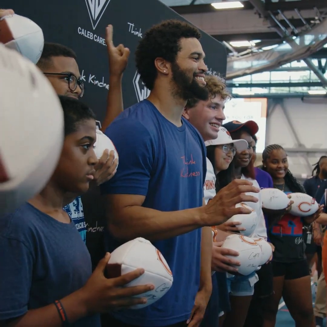 QB1 out in the community 🤝 Caleb Williams introduced Caleb Cares Foundation to Chicago by hosting nearly 700 kids from 12 Chicago-area schools last weekend