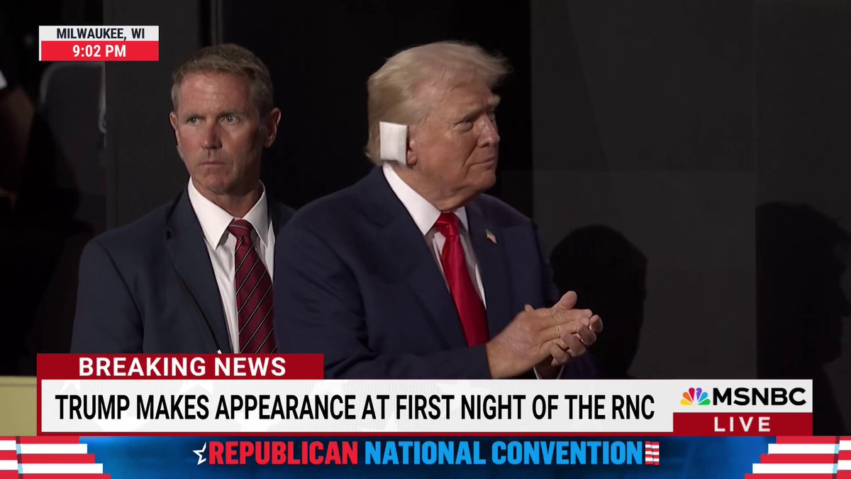 Trump arrives inside arena for night one of the RNC
