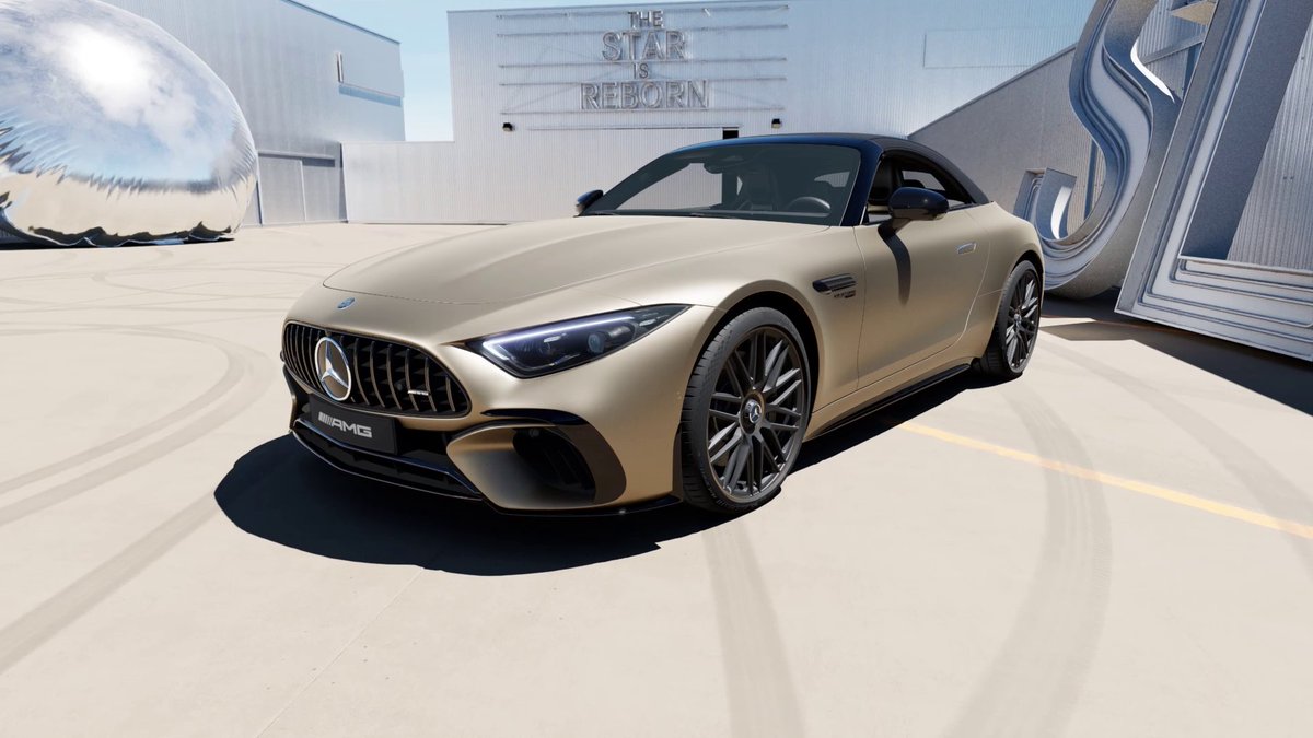 Our #MercedesAMG #SL 63 MANUFAKTUR Golden Coast comes with colour accents in MANUFAKTUR kalahari gold magno. More: [Mercedes-AMG SL 63 4MATIC+ | Energieverbrauch kombiniert: 13,4‒13 l/100 km | CO₂-Emissionen kombiniert: 306‒296 g/km | CO₂-Klasse: G]