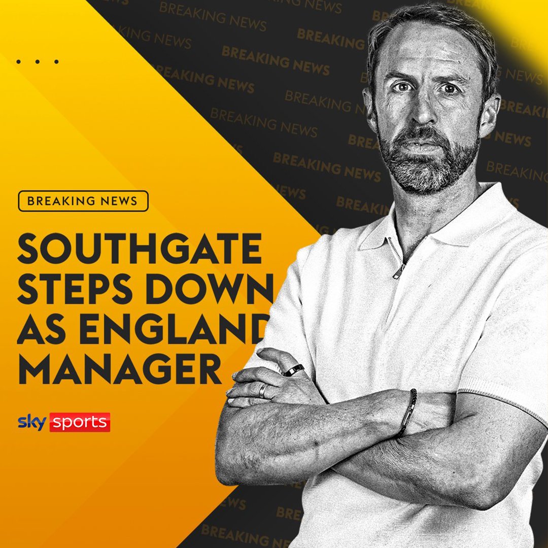 BREAKING: Gareth Southgate will step down as England manager following defeat in the Euro 2024 final 🚨