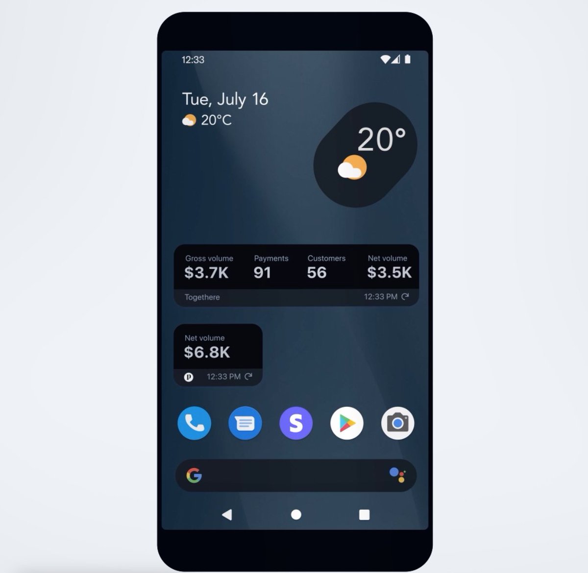 We’ve updated our Android widgets. Track key business metrics from your home screen. 📈 Monitor daily net and gross volumes, payments, customers 🌗 Use light or dark theme ↔️ Resize widgets
