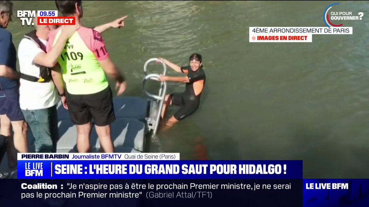 🏊‍♀️🇫🇷 ALERTE INFO - Anne Hidalgo se baigne actuellement dans la Seine. (BFMTV)