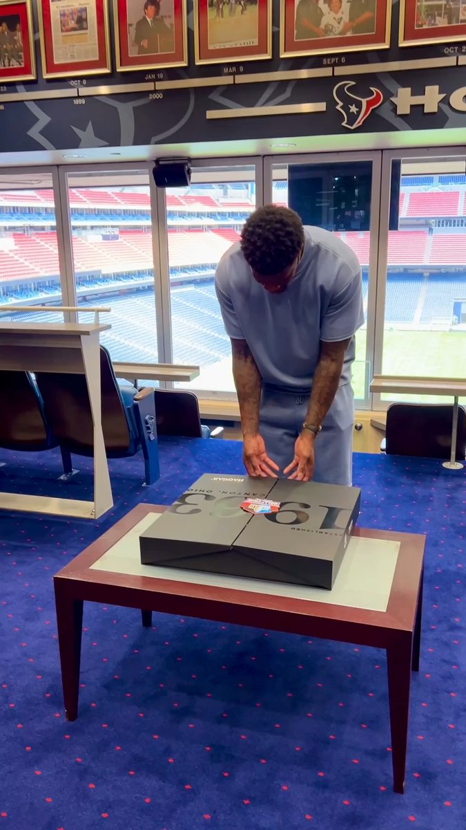 As tempting as it is, Andre, you have two more weeks until you can show off your Gold Jacket created by Haggar Clothing Co.. Houston Texans | #pfhof24