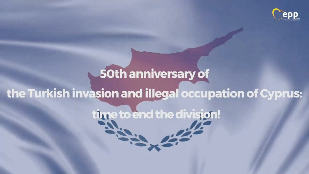 This July marks half a century since the Turkish invasion of #Cyprus and the ongoing illegal occupation of 37% of its territory. It’s time for Turkey to respect international law, restart dialogue and find a solution and reunify 🇨🇾. Watch⤵️ Loucas Fourlas Manfred Weber