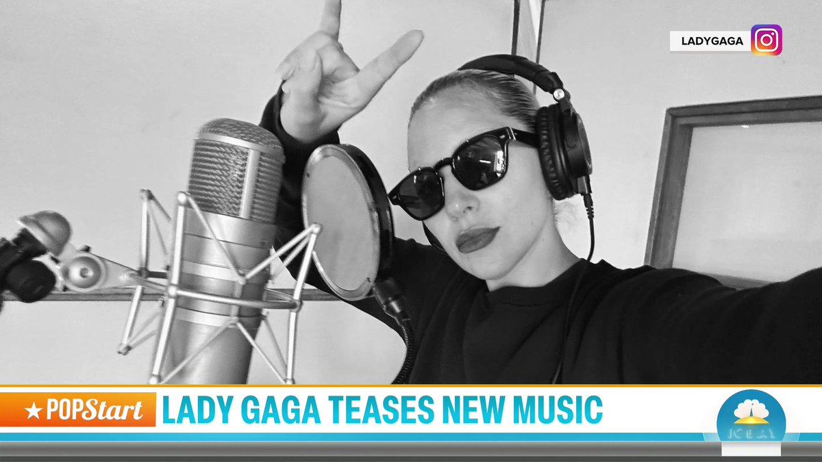 Lady Gaga is back in the studio, sharing photos of herself in the recording booth!