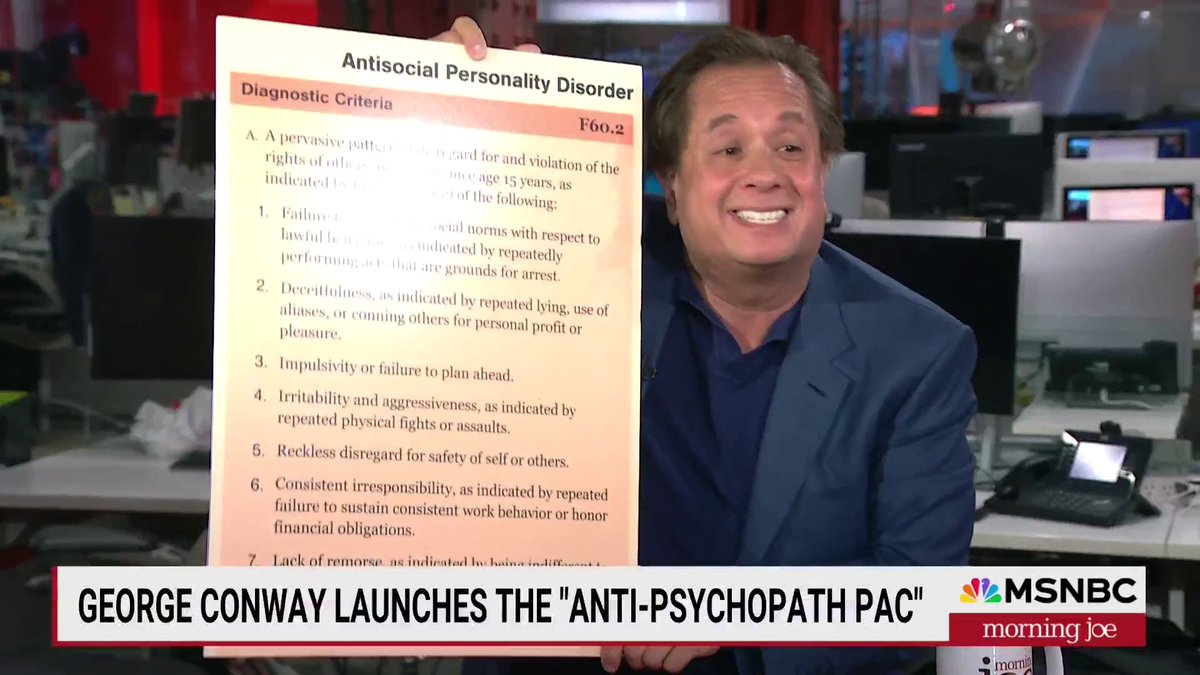 "We want to level the playing field on the mental states of the two candidates. Both of them are old, both of them misstate words... Here's the real issue, [Trump] is a sociopath." — George Conway ⚖️🇺🇸 breaks down criteria for Trump being a 'sociopath'