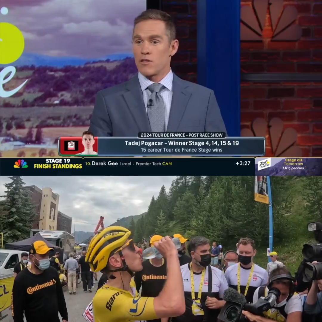“He is the thirstiest champion we have ever seen. He’s not giving any gifts out there.” Debating whether or not Tadej Pogacar should be letting more breakaways win Tour de France stages. #TDF2024 Paul Burmeister VandeVelde,Christian Brent Bookwalter