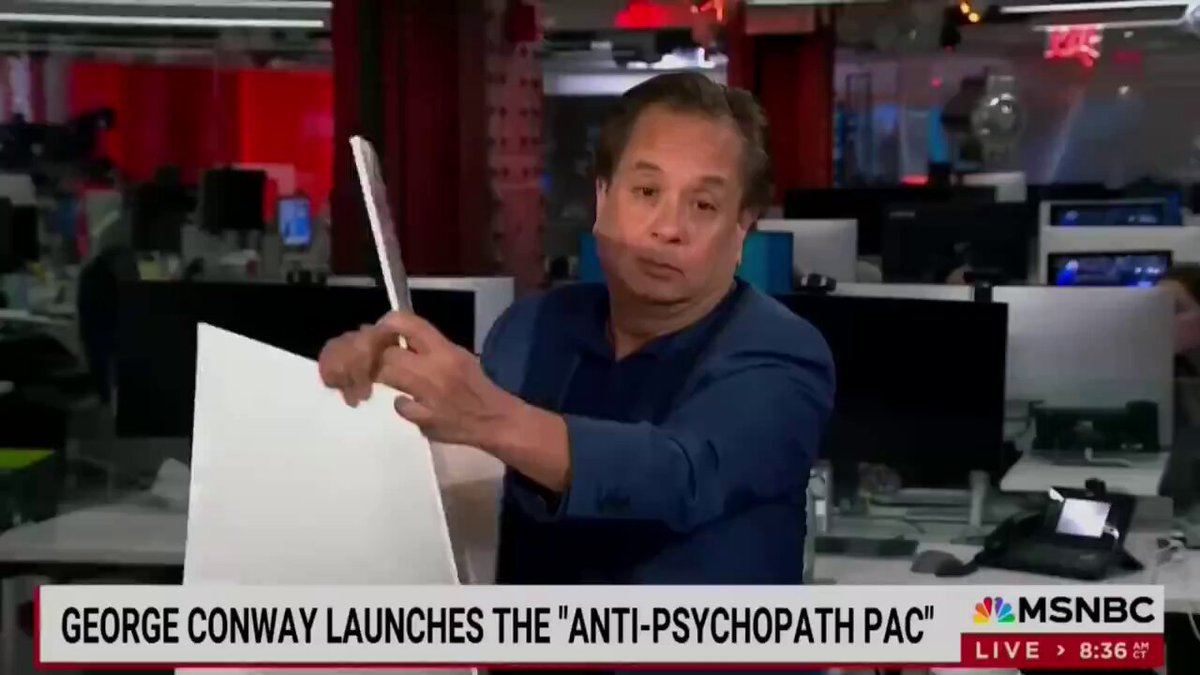 I CAN WATCH THIS ALL DAY!! George Conway just pulled out a large poster on MSNBC to prove Donald Trump is a psychopath who suffers from narcissistic personality disorder. I stand with George Conway 100%! "He's nine for nine. He's a sick man. And that's what we're seeing. And I think he's had an advantage over these last couple of years that people haven't been seeing him."