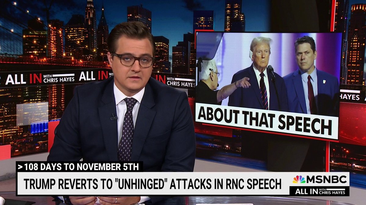 “I want to read straight from a transcript of Trump's speech to show you what I mean,” says Chris Hayes on Trump’s RNC acceptance speech. “This is an aging man who is obviously in decline.”