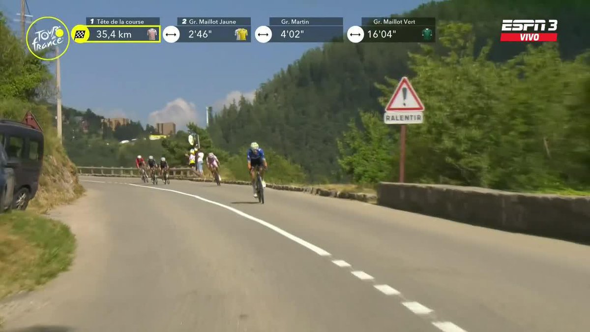 ¡LO LOGRÓ! Richard #Carapaz sumó los puntos necesarios para ser el dueño absoluto del maillot de la montaña. 🚞🇪🇨⭐️